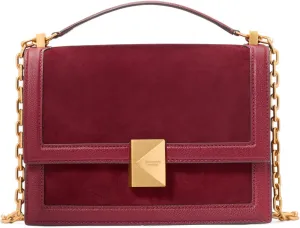 kate spade new york Deco Pebbled Leather & Suede Chain Shoulder Bag, Cherry Juice Multi