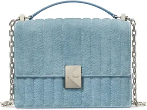 kate spade new york Deco Quilted Denim Suede Chain Shoulder, Blue Multi