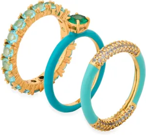 kate spade new york Hint Of Shimmer Stacking Ring Set, Green Multi/Gold, 9