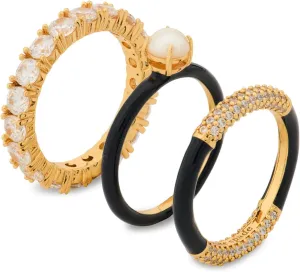 kate spade new york Hint Of Shimmer Stacking Ring Set, Navy/Yellow Gold, 7