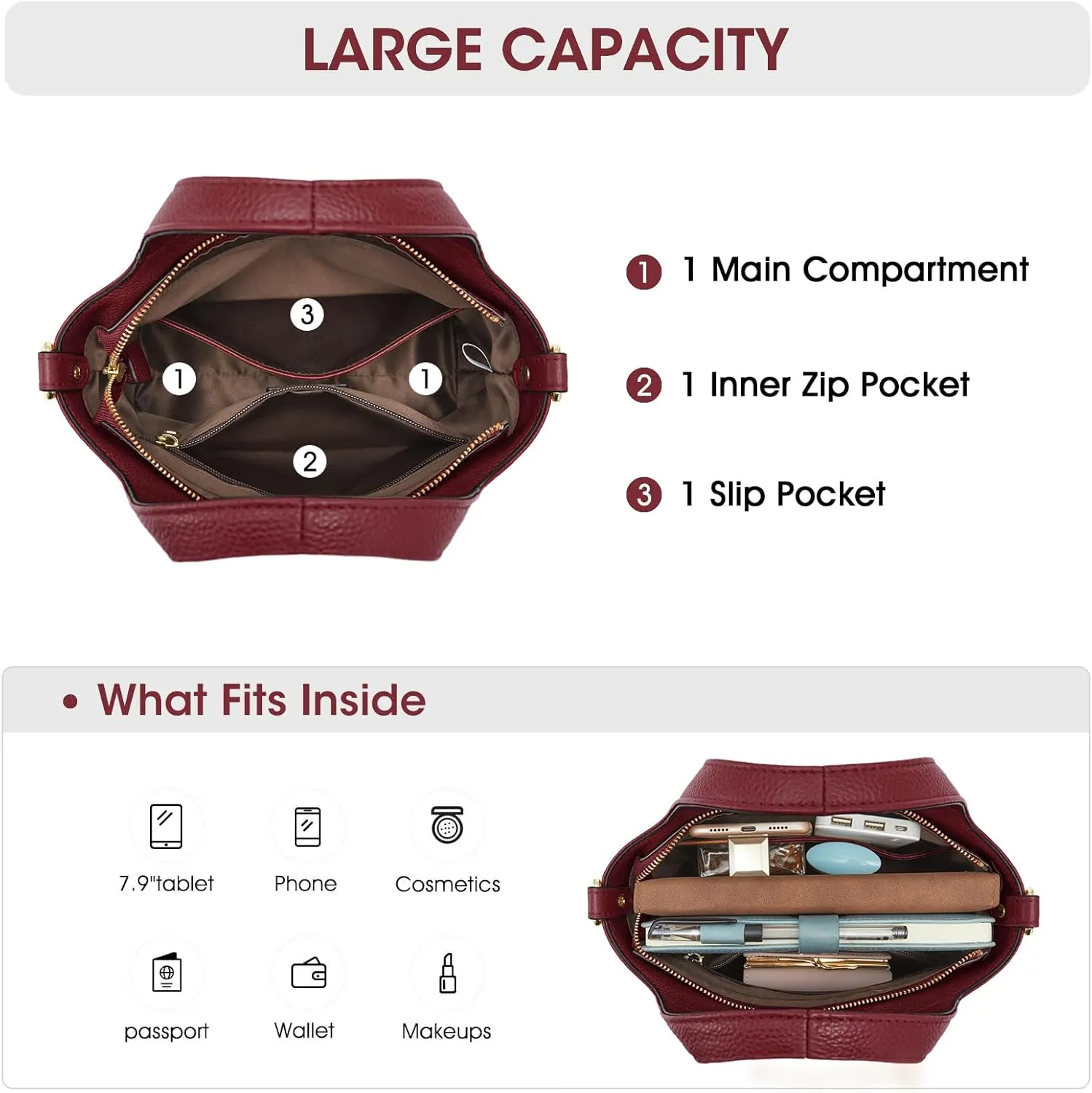 Kattee Leather Crossbody Bags for Women Cross Body Purses,Small Shoulder Tote Bag, Women's Satchel Handbags with Top Handle