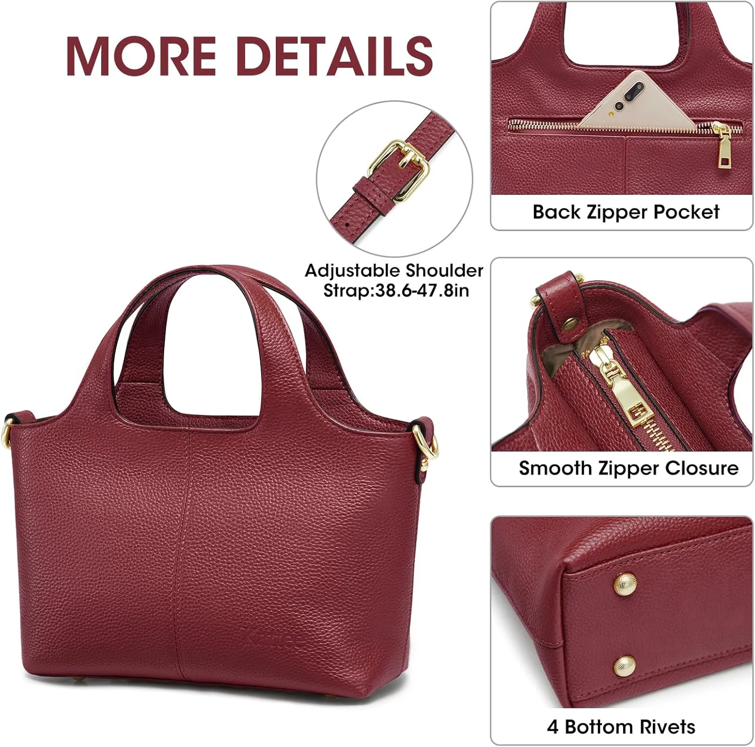 Kattee Leather Crossbody Bags for Women Cross Body Purses,Small Shoulder Tote Bag, Women's Satchel Handbags with Top Handle