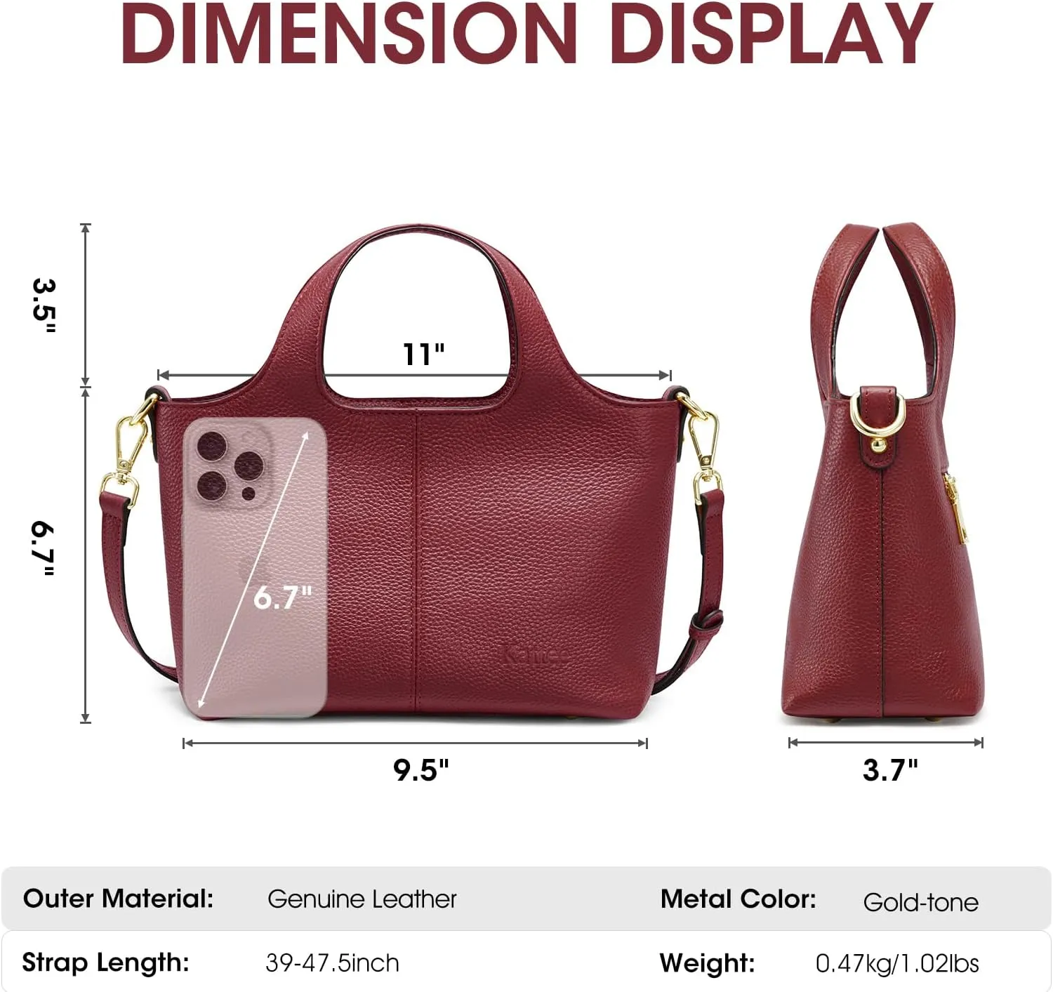 Kattee Leather Crossbody Bags for Women Cross Body Purses,Small Shoulder Tote Bag, Women's Satchel Handbags with Top Handle