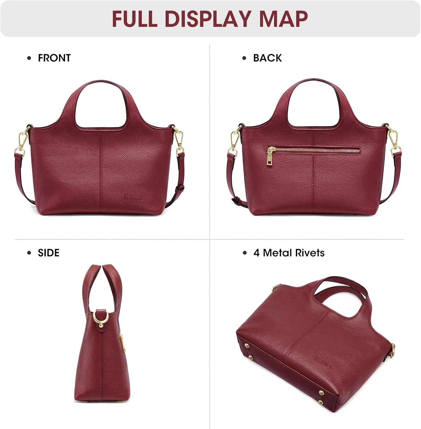 Kattee Leather Crossbody Bags for Women Cross Body Purses,Small Shoulder Tote Bag, Women's Satchel Handbags with Top Handle
