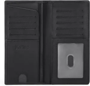 Kattee Men's Vintage Genuine Leather Long Wallet for Checkbook Credit Cards