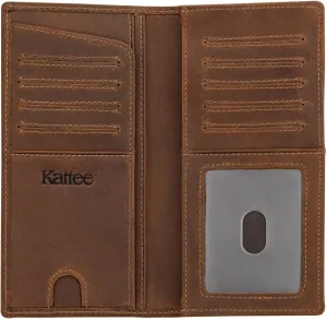 Kattee Men's Vintage Genuine Leather Long Wallet for Checkbook Credit Cards