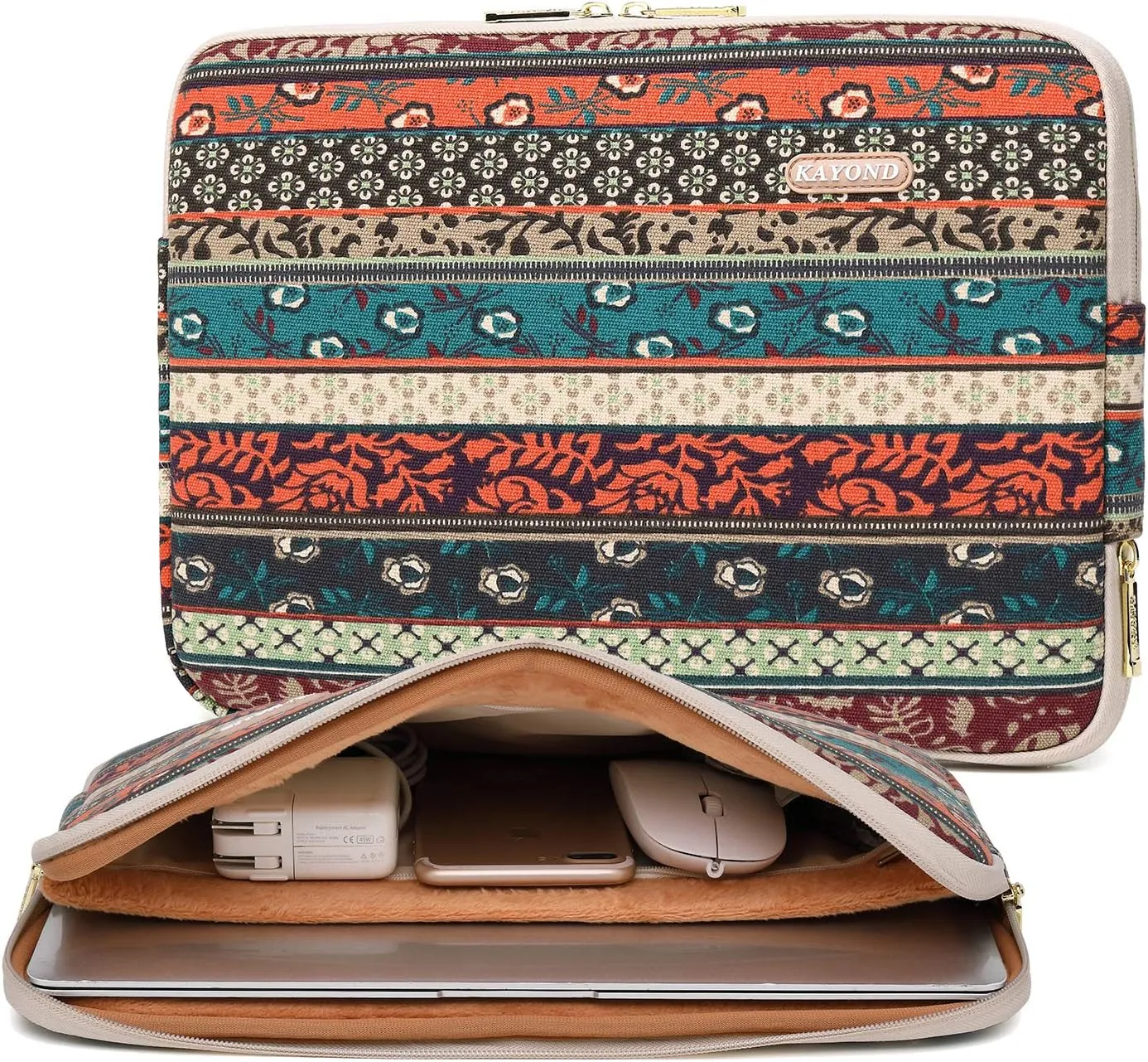 kayond Water-Resistant Canvas 17 Inch Laptop Sleeve-Red Bohemia
