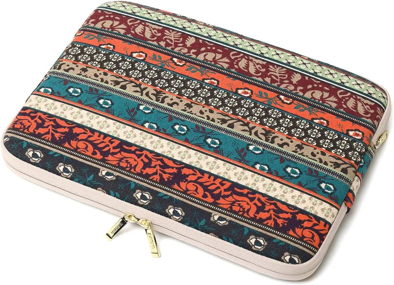 kayond Water-Resistant Canvas 17 Inch Laptop Sleeve-Red Bohemia
