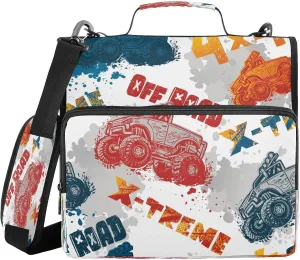 Kcldeci Off Road Monster Truck Extreme Automobile Powerful Vehicle 3 Ring Binder with Zipper,500 Sheet Trapper Keeper Organizer 1.5inch Binder Bag with Shoulder Strap Documents Storage for School and