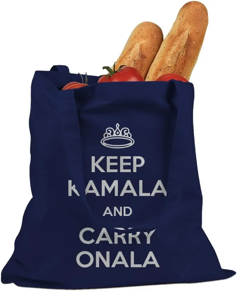 Keep Kamala and Carry Onala Election 2024 Kamala Harris Walz Cotton Canvas Tote Bag