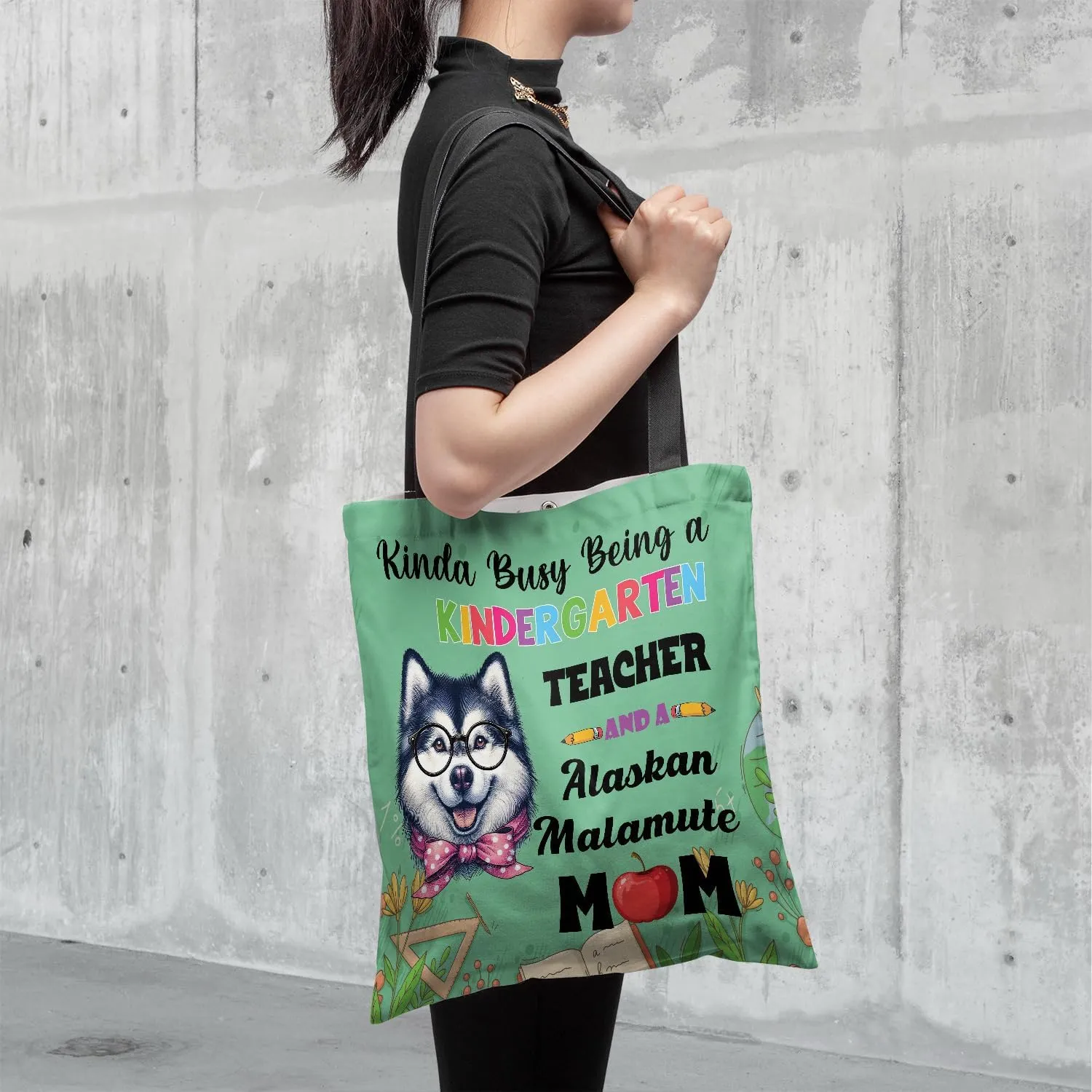 Kinda Busy Being Kindergarten Teacher and Dog Mom Canvas Tote Bag