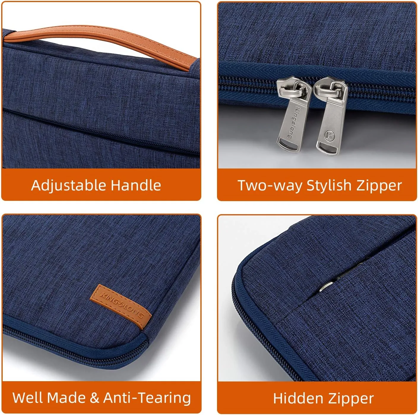 KINGSLONG 17-17.3 inch Laptop Sleeve Bag,Slim Shockproof Handbag Carrying Case Notebook Computer Cover Fit for Acer Asus Dell HP Blue