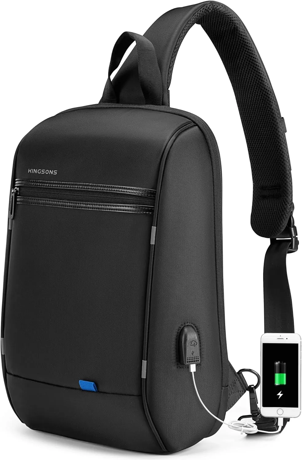 Kingsons Laptop Sling Backpack Sling Bag - Hiking Daypack 13 Inch Travel Bags for Men, Single Shoulder Dayback with USB Charging Port for Commuting