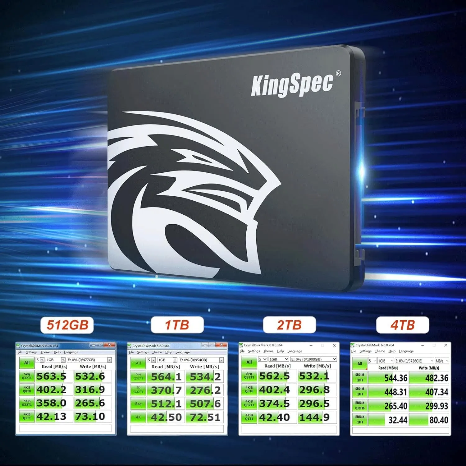 KingSpec 1TB SATA III SSD 6Gb/s, 2.5" SATA SSD with 3D NAND Flash, Internal Solid State Hard Drives, for Laptop and PC Desktop (R/W Speed up to 550/520 MB/s)