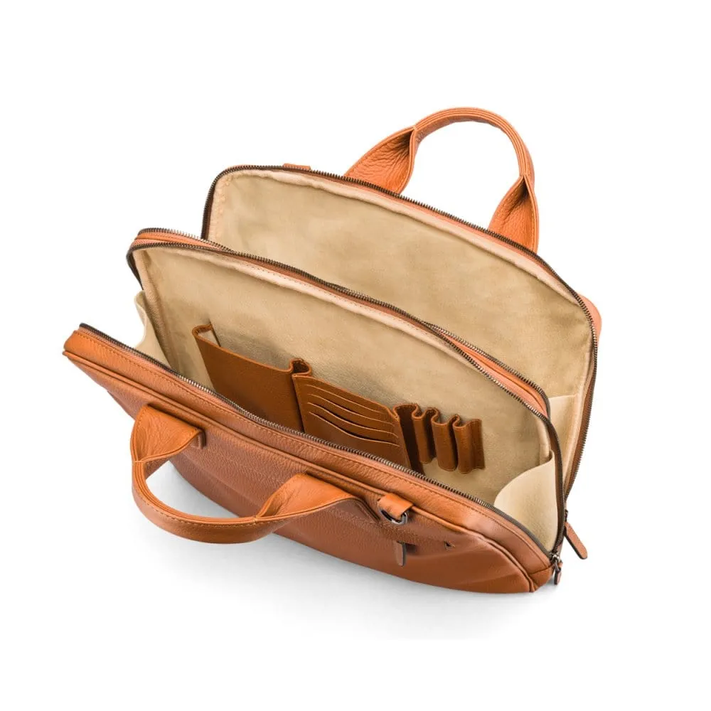 Kingston Leather 13” Laptop Briefcase - Tan