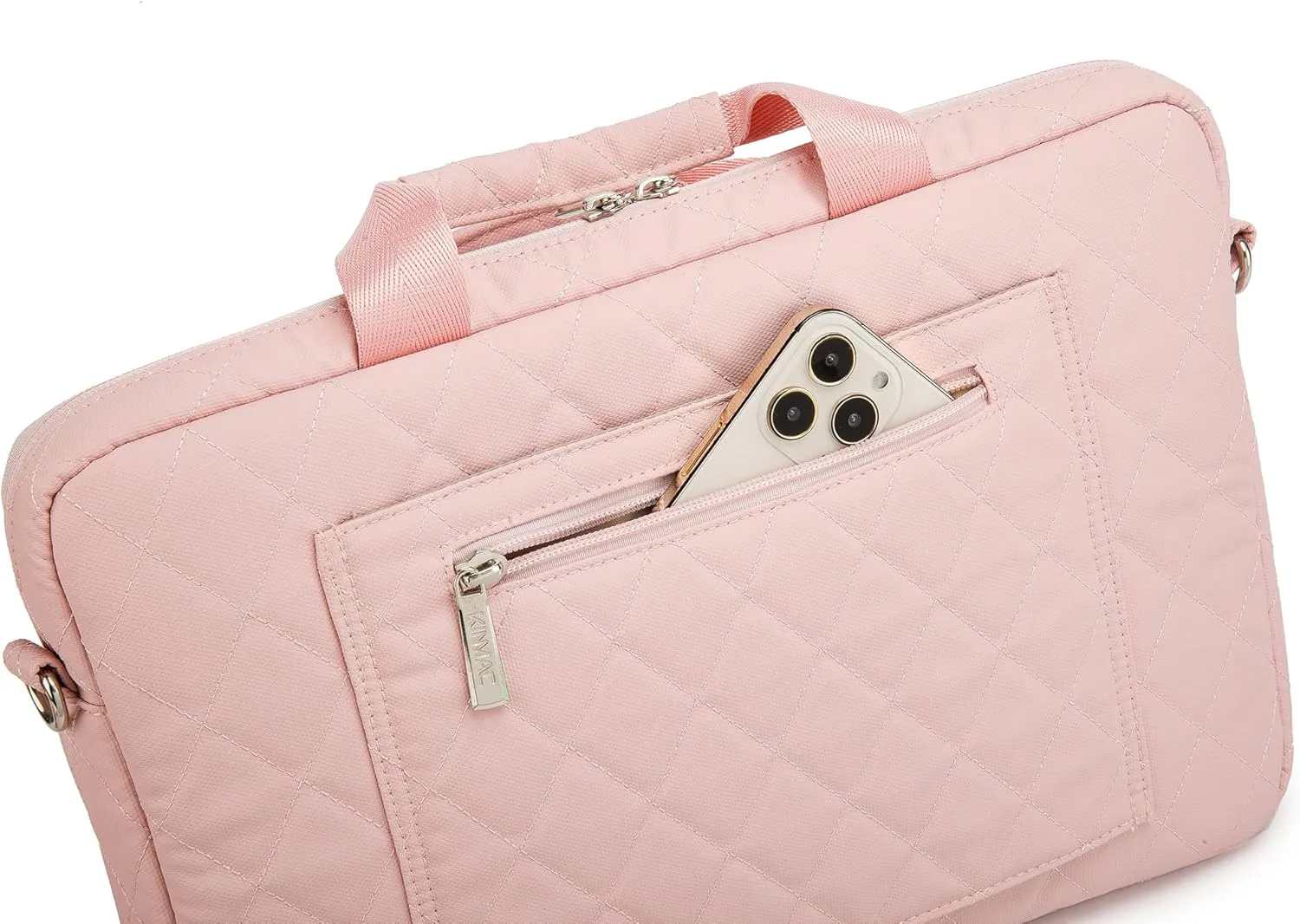 Kinmac 360 Degree Laptop Bag Full Cushioned Laptop Shoulder Bag For MacBook Air Pro 13 inch MacBook 14 inch and 13 inch-14 inch Laptop (Pink)