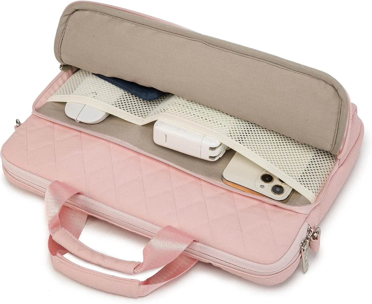 Kinmac 360 Degree Laptop Bag Full Cushioned Laptop Shoulder Bag For MacBook Air Pro 13 inch MacBook 14 inch and 13 inch-14 inch Laptop (Pink)