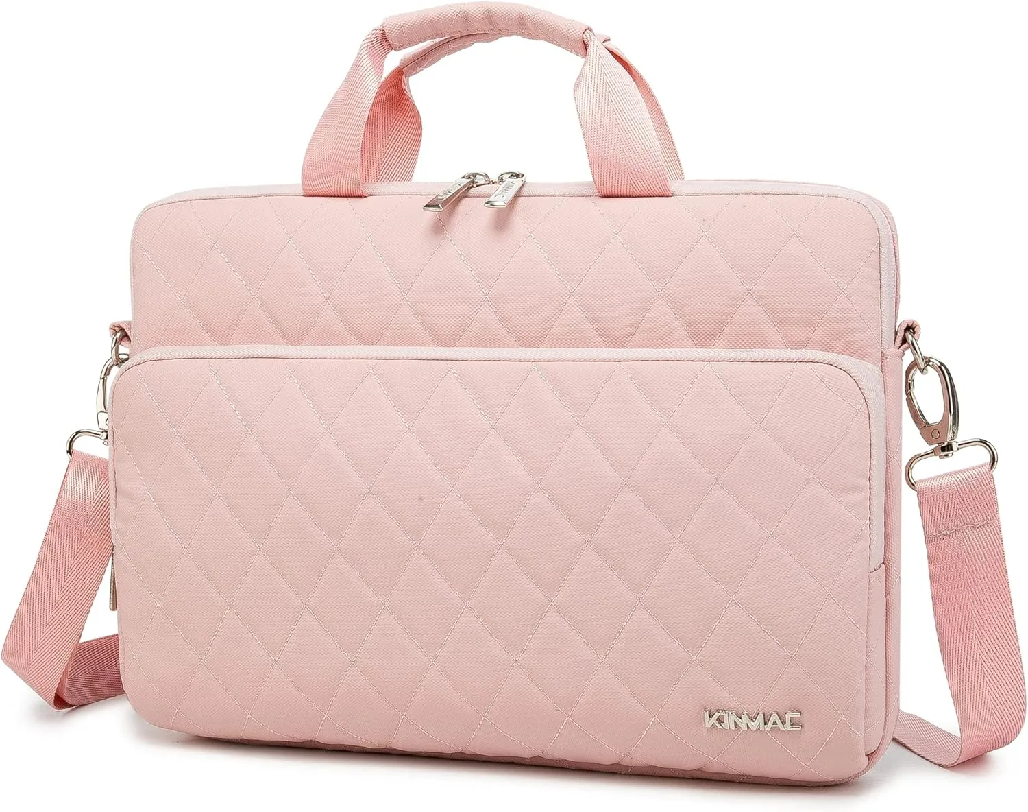 Kinmac 360 Degree Laptop Bag Full Cushioned Laptop Shoulder Bag For MacBook Air Pro 13 inch MacBook 14 inch and 13 inch-14 inch Laptop (Pink)