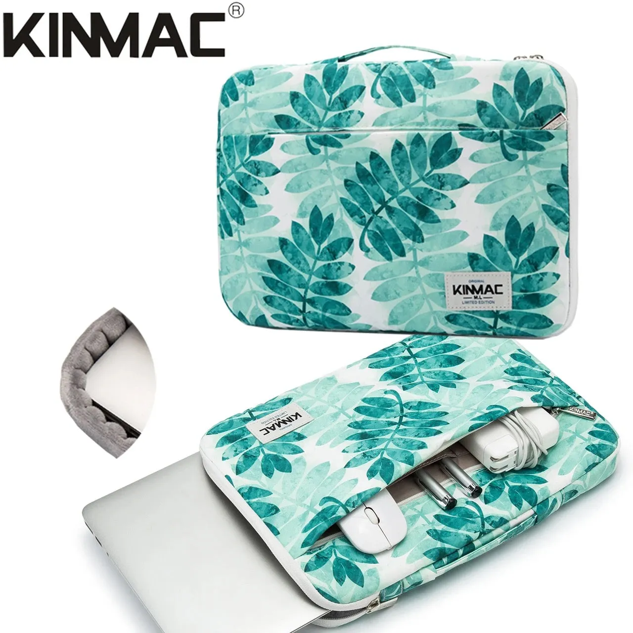 Kinmac 360° Super shockproof  13.3 Inch Laptop Shoulder Bag ( Eva Bubble protection, Waterproof Fabric, Luggage Strap, Extra Pockets) - Blue