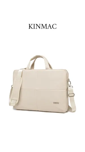 Kinmac 360° Super shockproof  14 Inch 3 Compartment Laptop Shoulder Bag ( Eva Bubble protection, Waterproof Fabric, Luggage Strap, Extra Pockets) - Off White