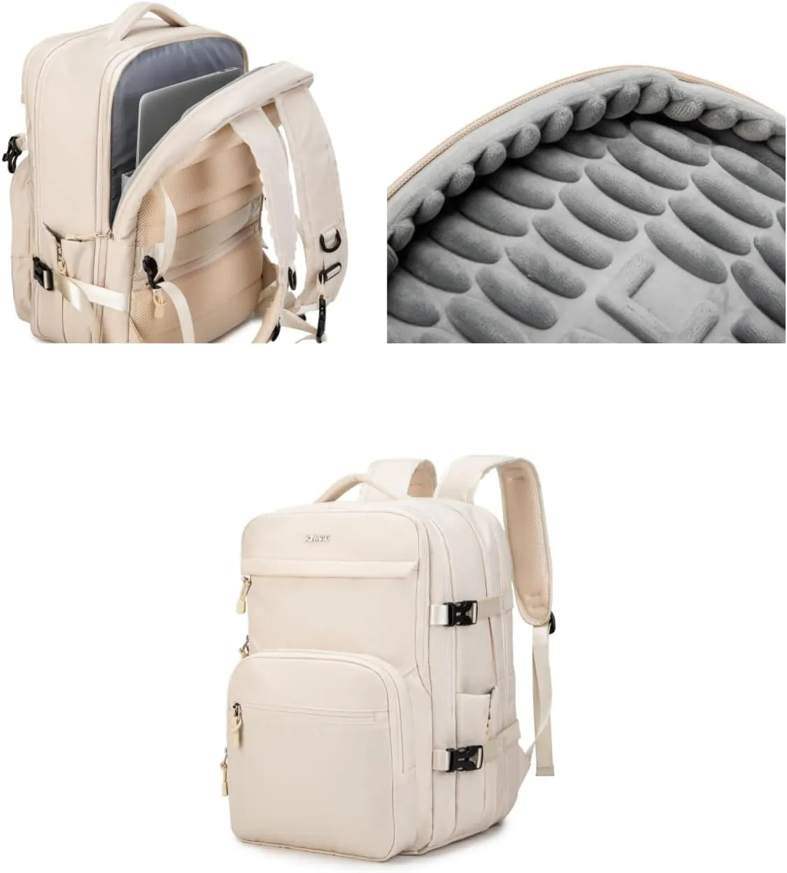 Kinmac Extra Large Travel Backpack,360° Cushioned Laptop Backpack with USB Charging Port For 15.6 inch to 17 inch Laptop (Khaki)