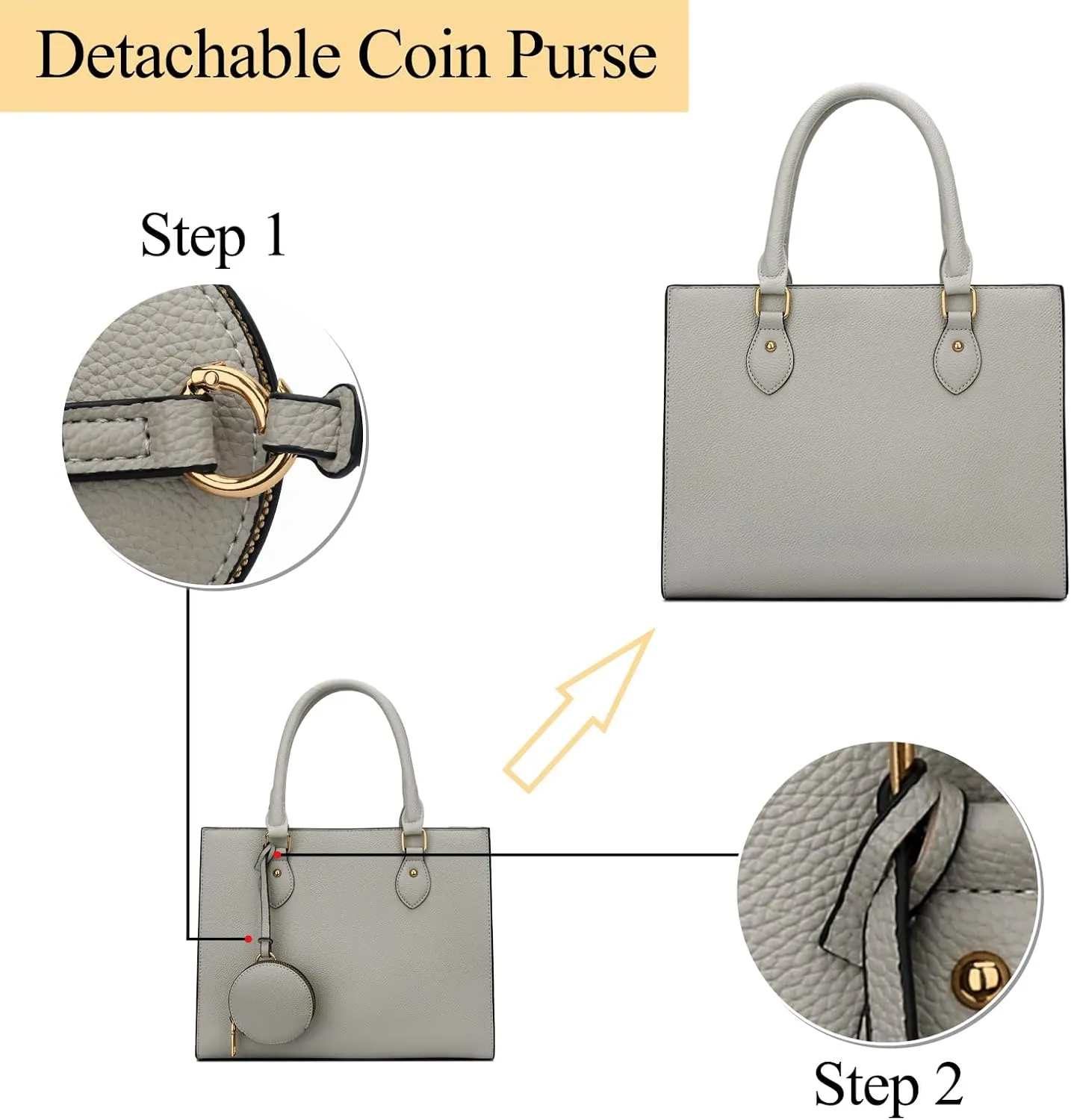 KKXIU Purses and Handbags for Women Vegan Leather Tote Shoulder Bag Ladies Top Handle Satchel with Coin Purse
