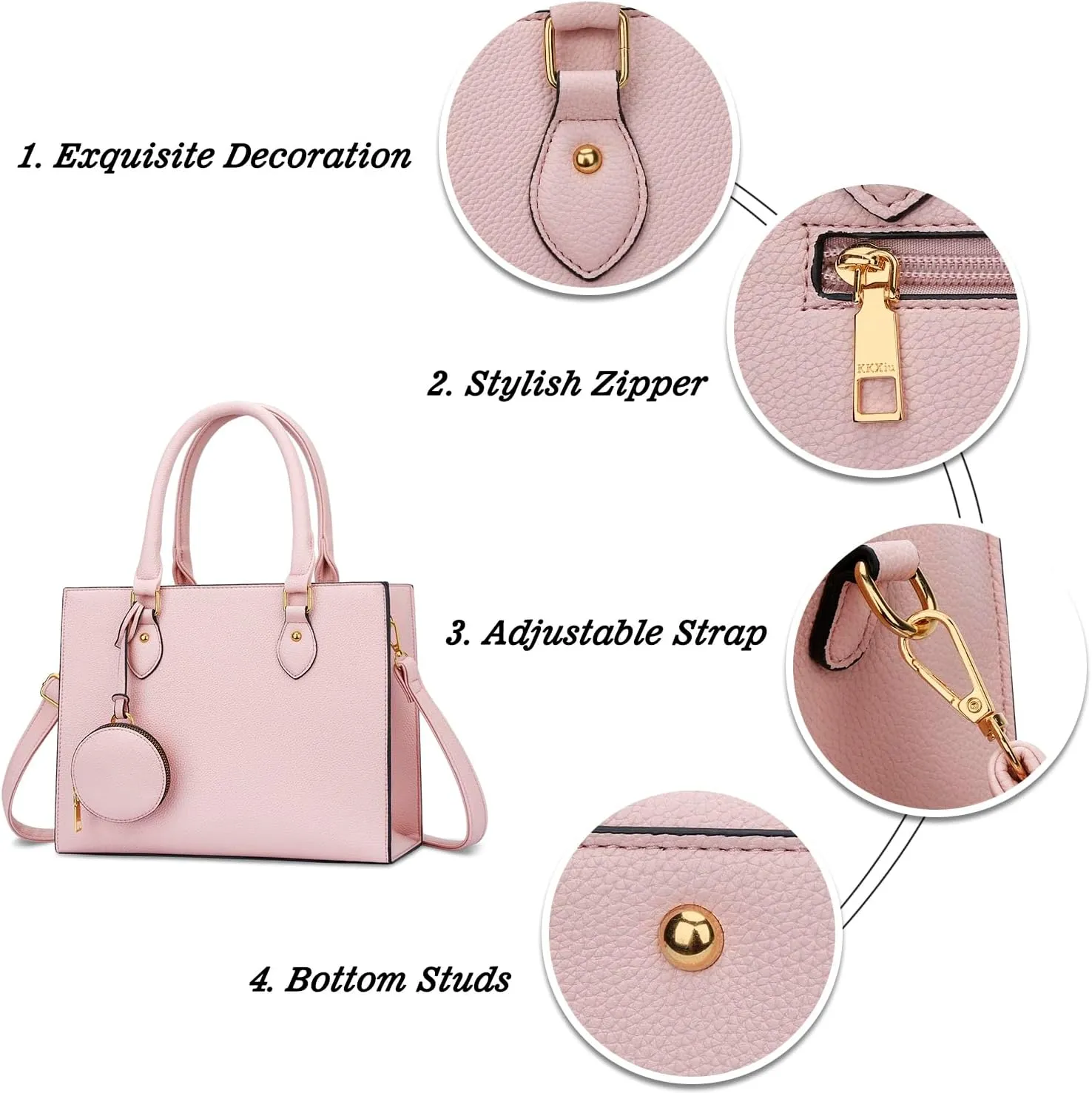 KKXIU Purses and Handbags for Women Vegan Leather Tote Shoulder Bag Ladies Top Handle Satchel with Coin Purse
