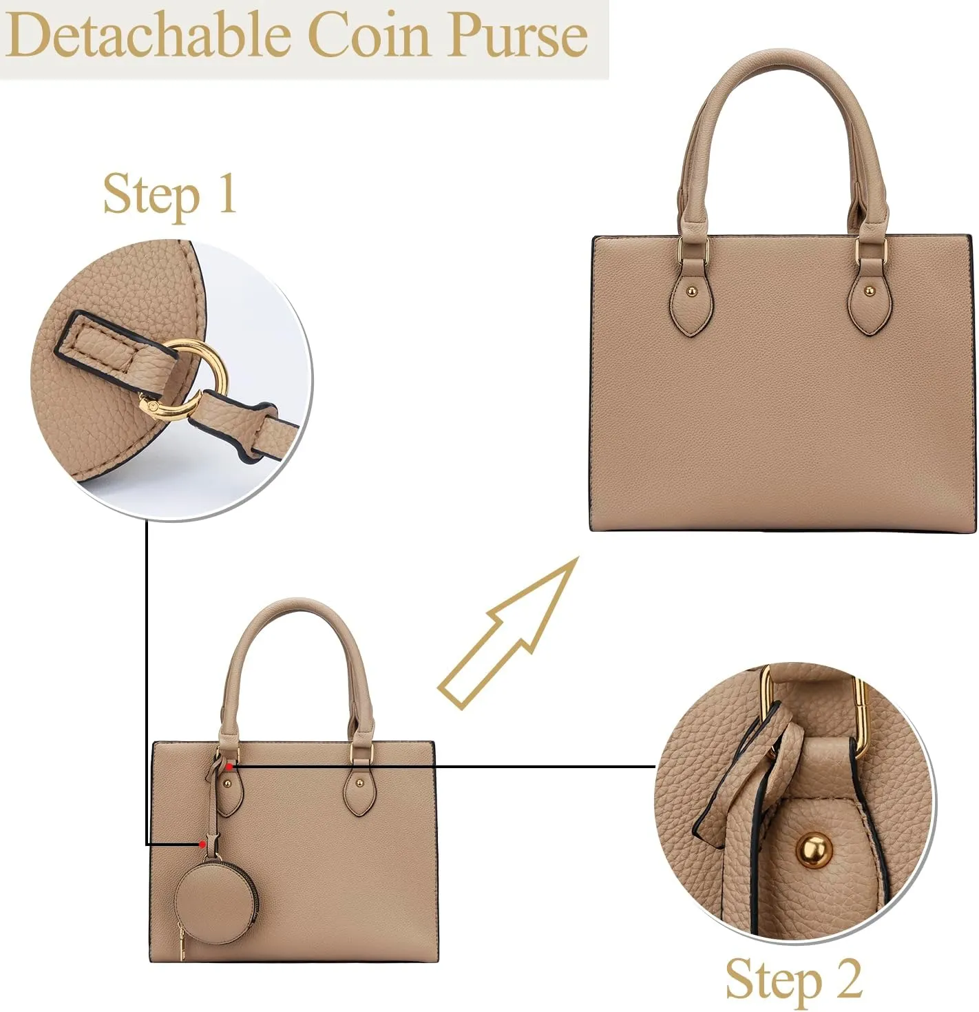 KKXIU Purses and Handbags for Women Vegan Leather Tote Shoulder Bag Ladies Top Handle Satchel with Coin Purse
