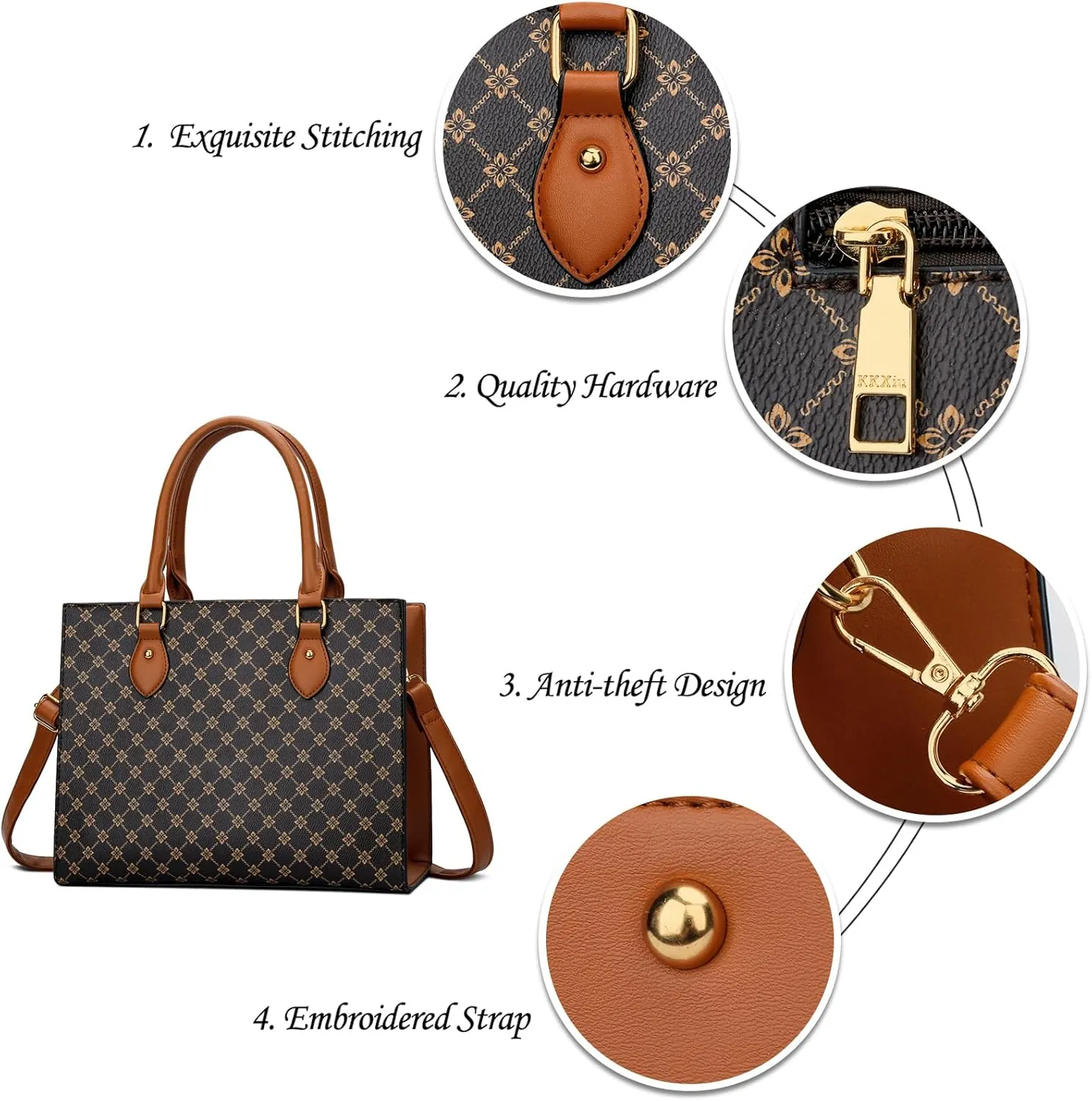 KKXIU Purses and Handbags for Women Vegan Leather Tote Shoulder Bag Ladies Top Handle Satchel with Coin Purse