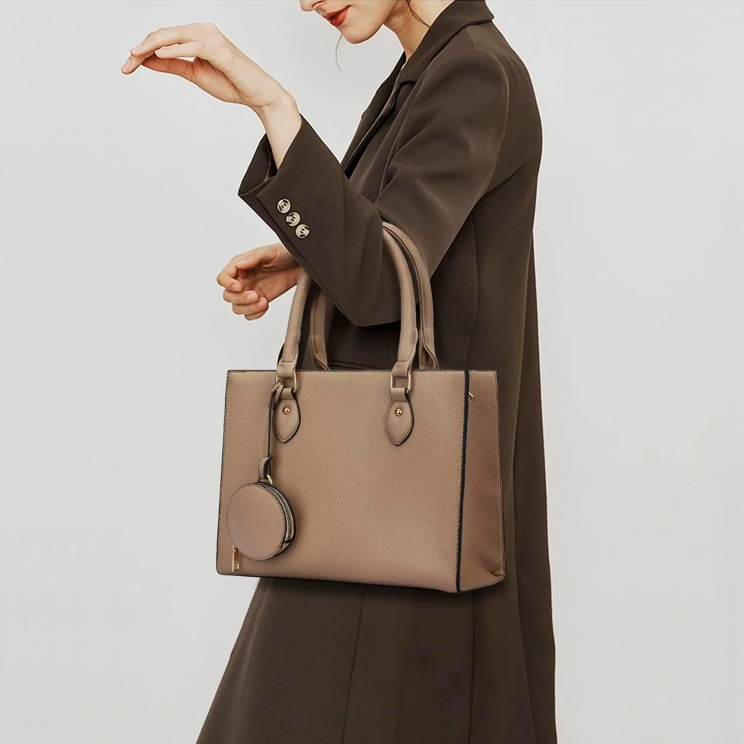 KKXIU Purses and Handbags for Women Vegan Leather Tote Shoulder Bag Ladies Top Handle Satchel with Coin Purse