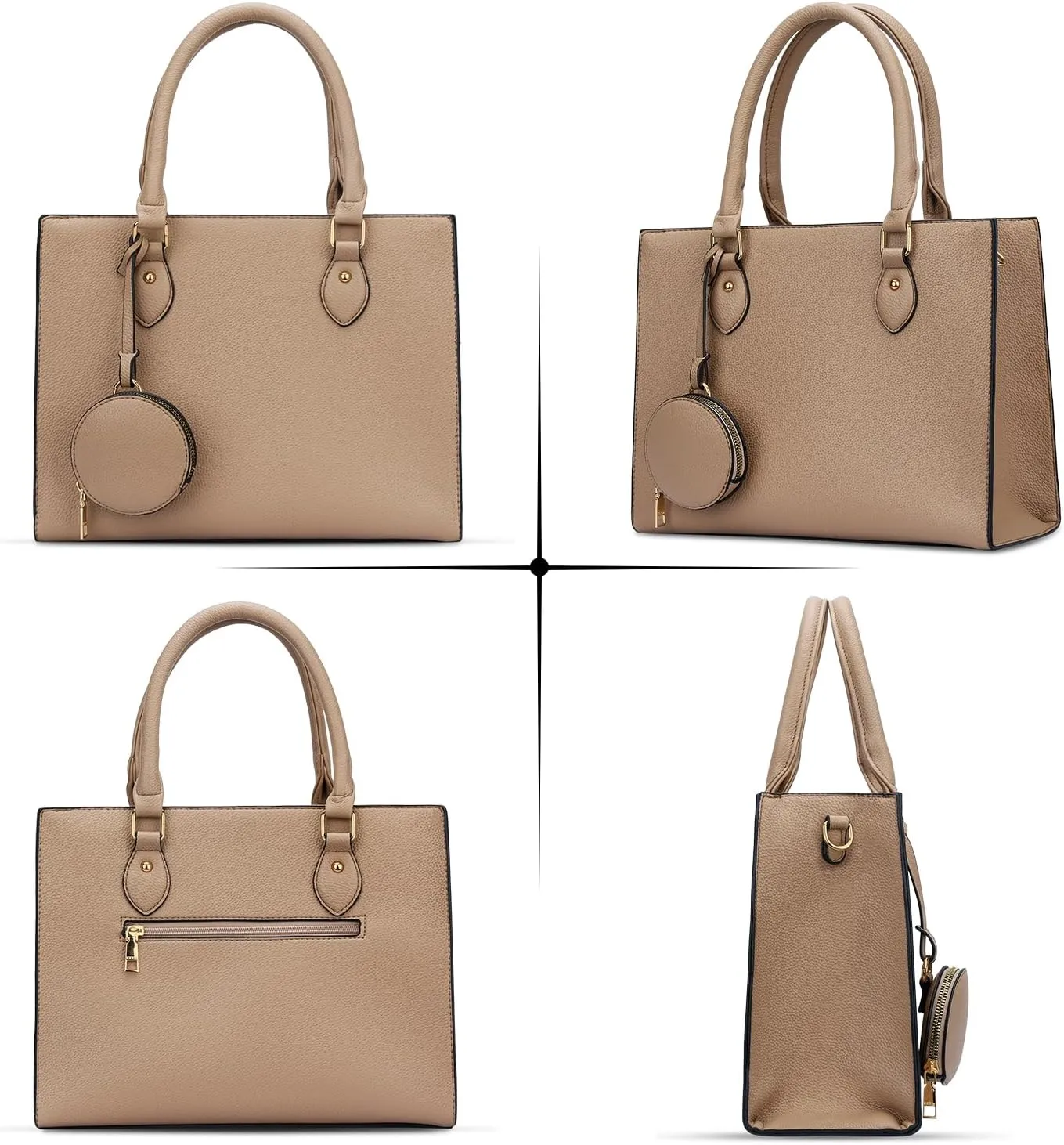 KKXIU Purses and Handbags for Women Vegan Leather Tote Shoulder Bag Ladies Top Handle Satchel with Coin Purse