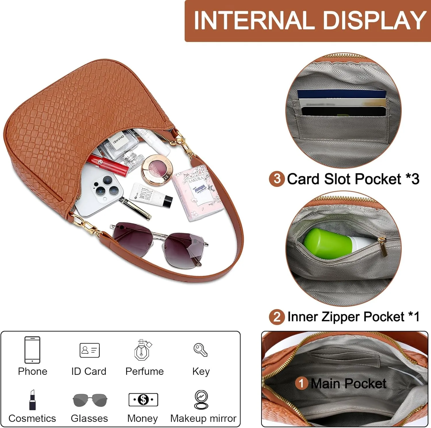 KKXIU Shoulder Bag for Women Cute Hobo Purses and Handbags Retro Clutch Underarm Purse