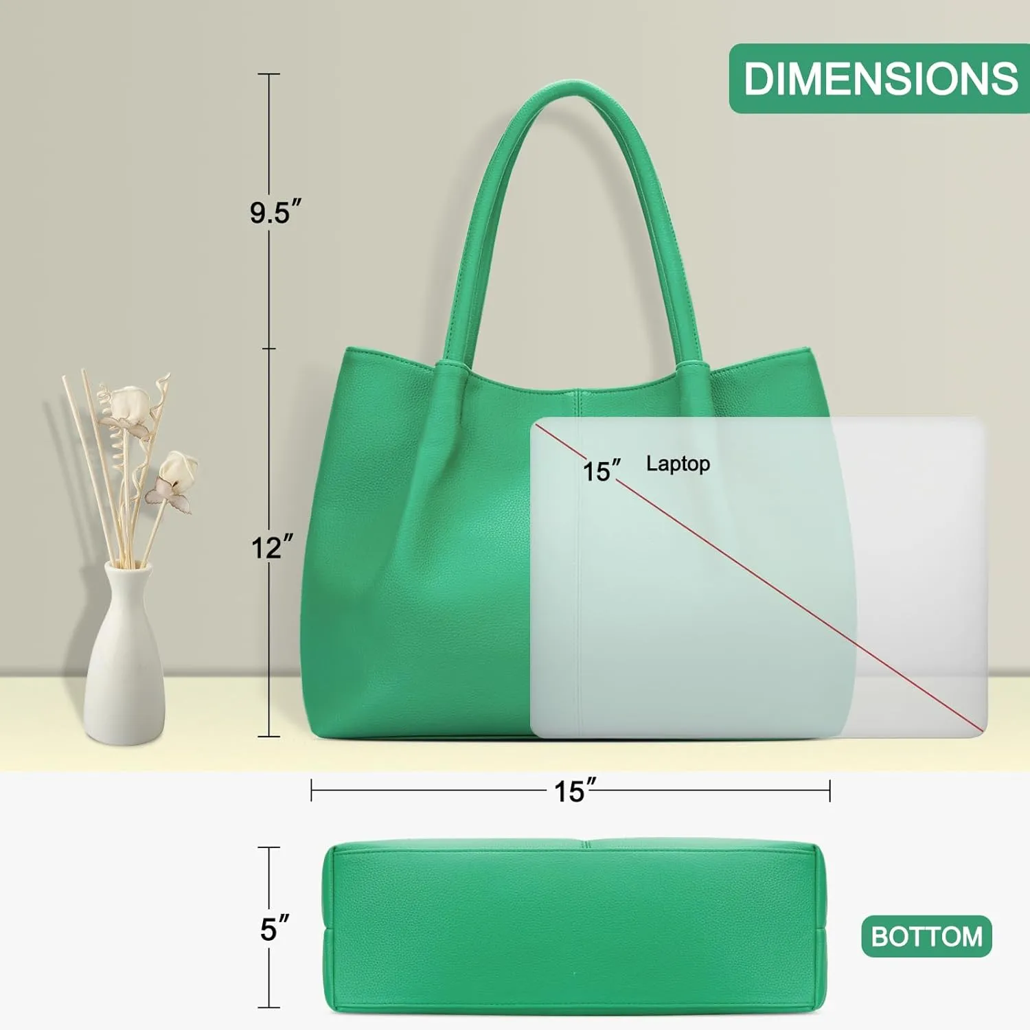 KKXIU Tote Bag for Women Vegan Leather Shoulder Purse Large Capacity Travel Bag
