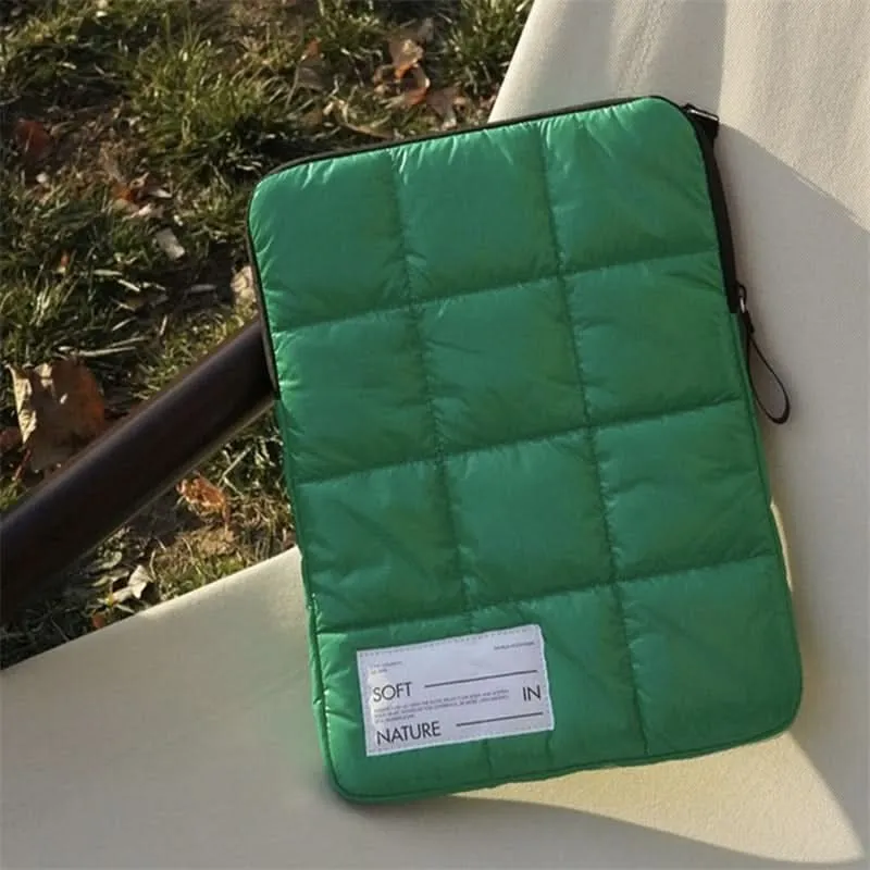 Korean Checkered Quilted Shockproof Laptop Sleeve