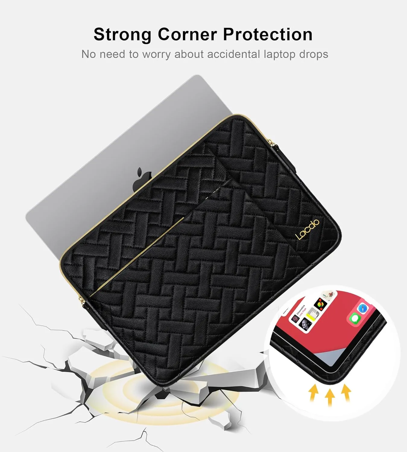 Lacdo 15-15.6 Inch Laptop Sleeve Case for Acer HP Dell ASUS Laptop, Acer Aspire 15, HP Pavilion/Envy 15, Dell Inspiron/Latitude 15, ThinkPad/IdeaPad 15, ASUS Vivobook 15 Computer Bag, Elegant Black
