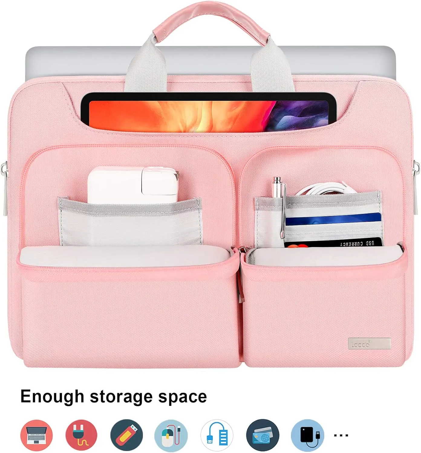 Lacdo 360° Protective Laptop Shoulder Bag for 13 inch New MacBook Air M4 A3240 2025, M3 A3113, M2 A2681, M1 A2337 A2179 A1932 2024-2018 | 13 inch MacBook Pro M2 M1 A2338 A2251 A2289 Computer Bag, Pink