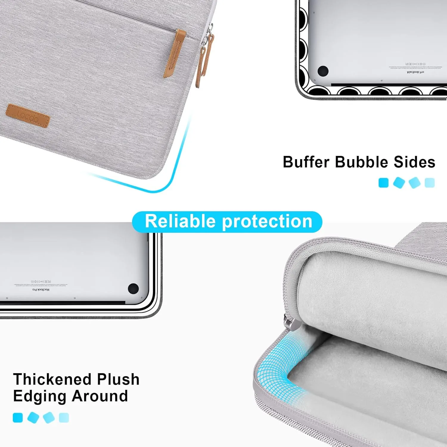 Lacdo 360° Protective Laptop Sleeve Case for 13 inch New MacBook Air M4 A3240 2025, M3 A3113, M2 A2681, M1 A2337, 13" MacBook Pro M2 M1, 13-inch iPad Air M3 / iPad Pro M4 with Accessory Bag, Gray