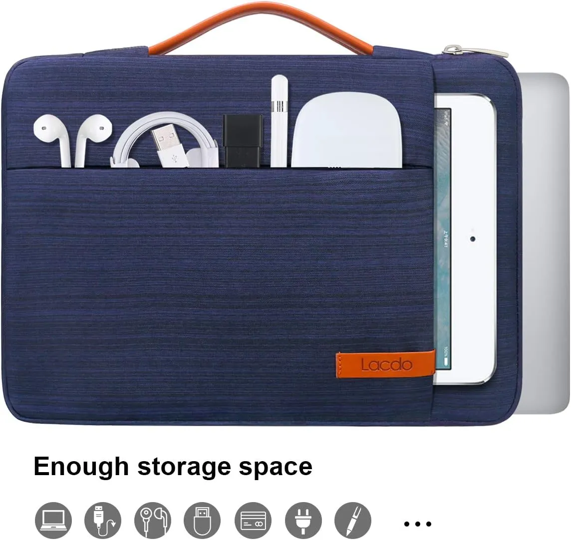 Lacdo 360° Protective Laptop Sleeve Case for 13 inch New MacBook Air M4 A3240 2025, M3 A3113, M2 A2681, M1 A2337 | 13" MacBook Pro M2/M1 A2338 A2251 | 13" iPad Air M3 / iPad Pro M4 Computer Bag, Blue
