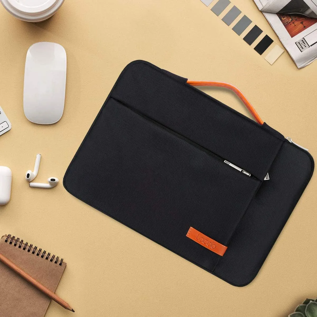 Lacdo 360° Protective Laptop Sleeve Case for 16 inch New MacBook Pro M4/M3/M2/M1 Pro/Max A3403 A3186 A2991 A2780 A2485 A2141 2024-2019, 15 inch Surface Laptop 7th Copilot PC/6/5/4/3 Computer Bag,Black