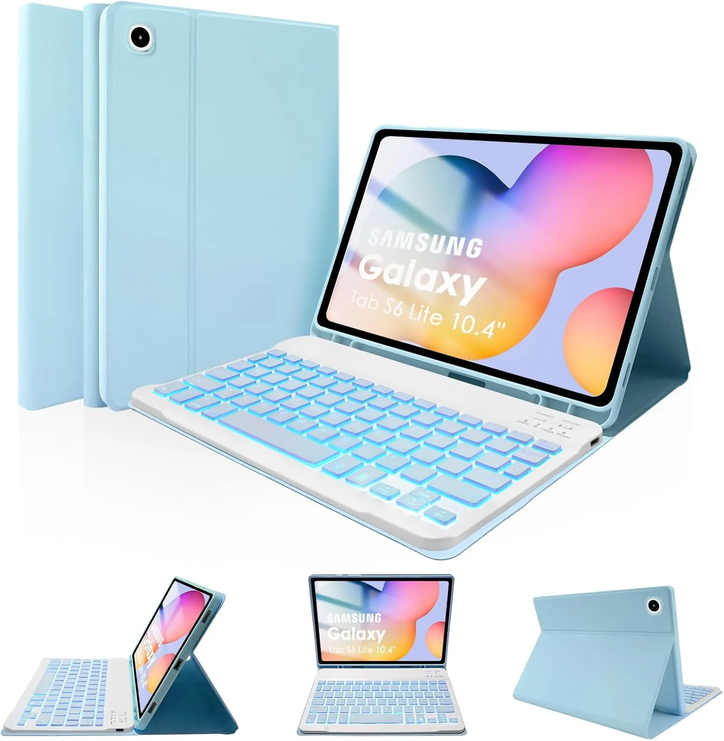 LAMA Backlit Keyboard Case for Samsung Galaxy S6 Lite 10.4" Case with Keyboard, Detachable Keyboard Case with S Pen Holder for Galaxy S6 Lite 10.4" 2020/2022(SM-P610/P615/P613/P619), BL