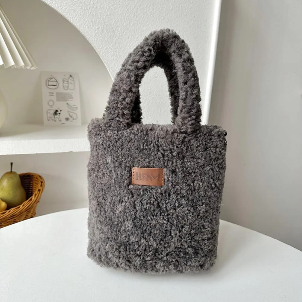 Lamb Wool Handbag Fuzzy Cute Autumn and Winter Fluffy Stylish Chroma Handbag Shoulder Bag Fuzzy Handbag