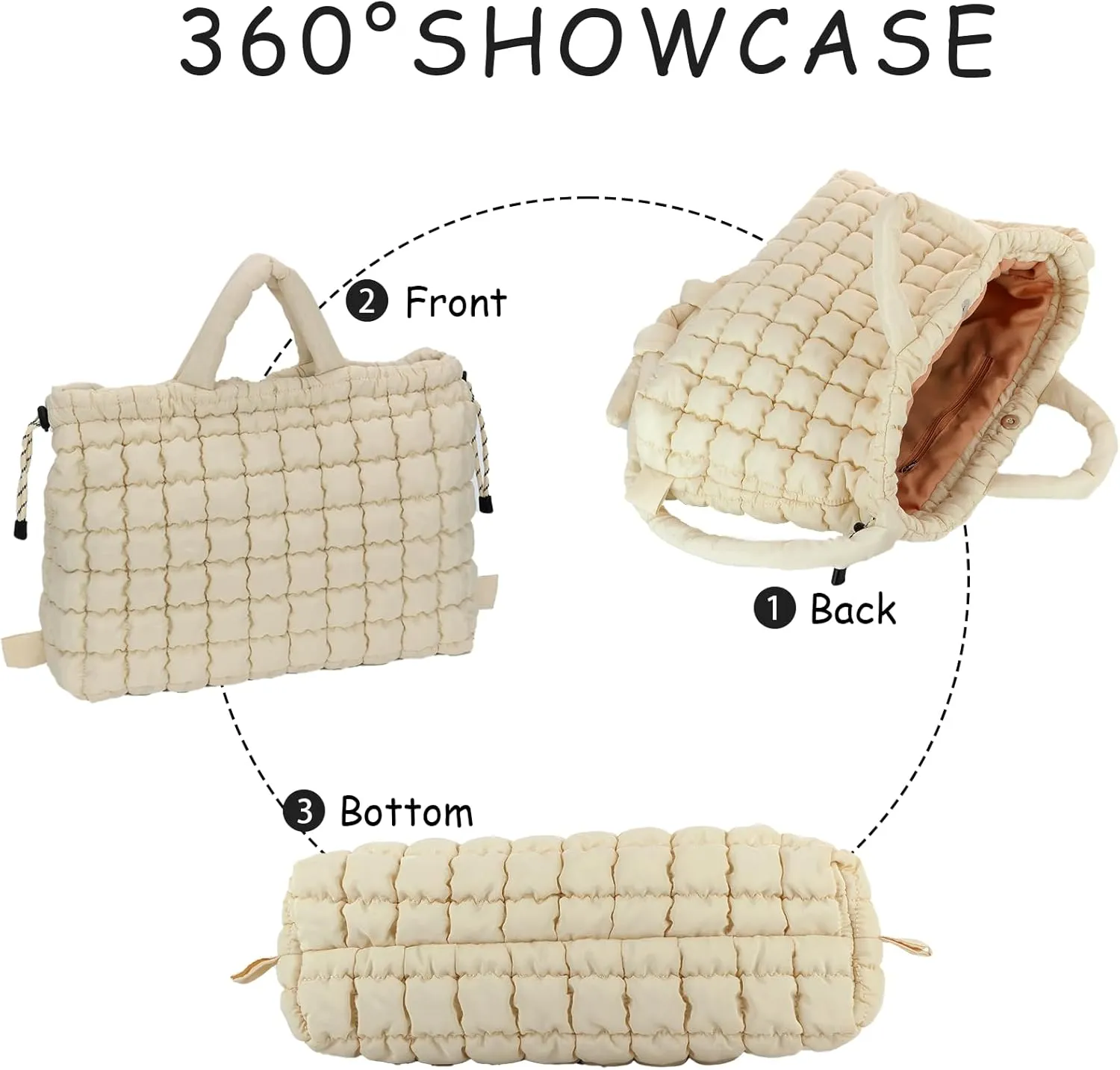 Lanpet Quilted Puffer Tote Bag for Women Large Quilted Crossbody Bag Lightweight Nylon Puffy Carryall Hobo bag Handbags