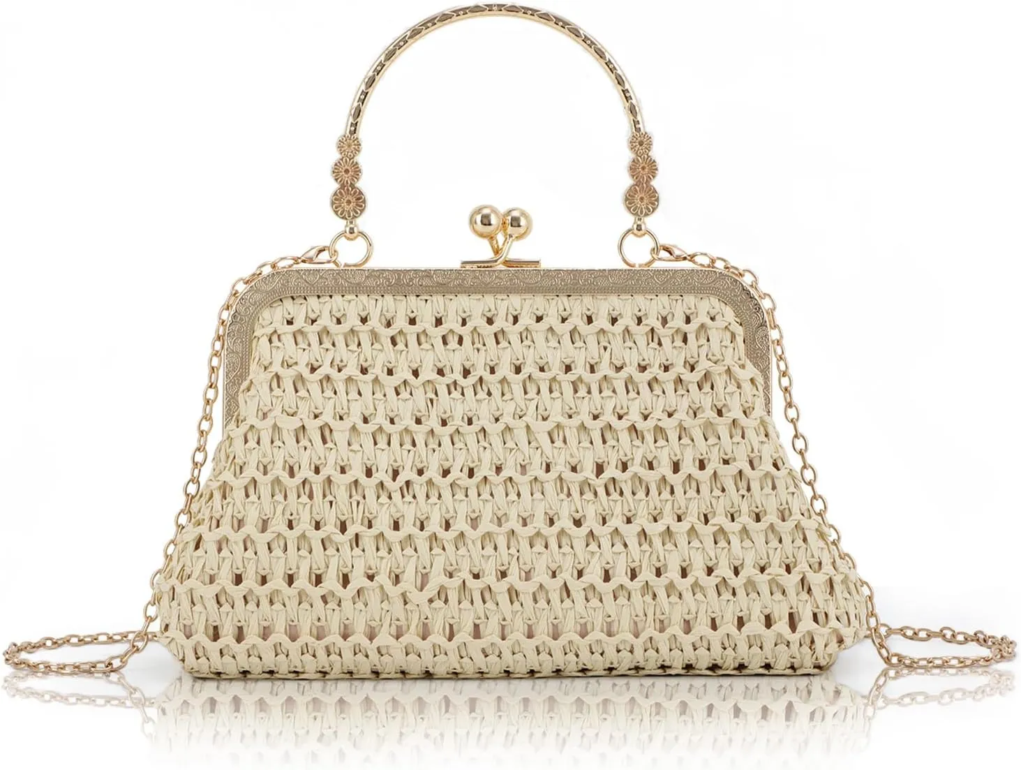 Lanpet Straw Clutch Purses for Women, Summer Evening Handbags, Woven Beach Shoulder Handbags for Party, Prom, Wedding
