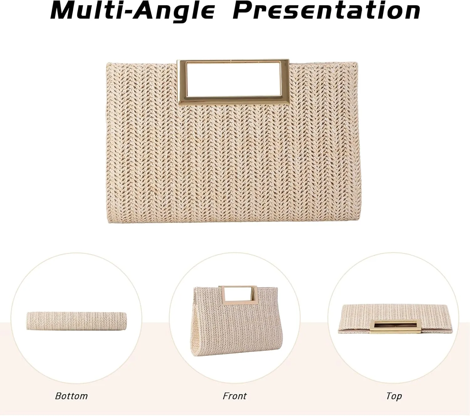 Lanpet Women's Clutch Handbags Convertible Straw Clutch Purse Summer Beach Bag 2024 (Beige)