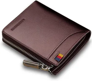 LAORENTOU Genuine Leather Wallets for Men, RFID Blocking, Multi Card Holder Slim Mens Wallet with Zipper Coin Purse, Bifold Wallet for Man, Boys, Teens