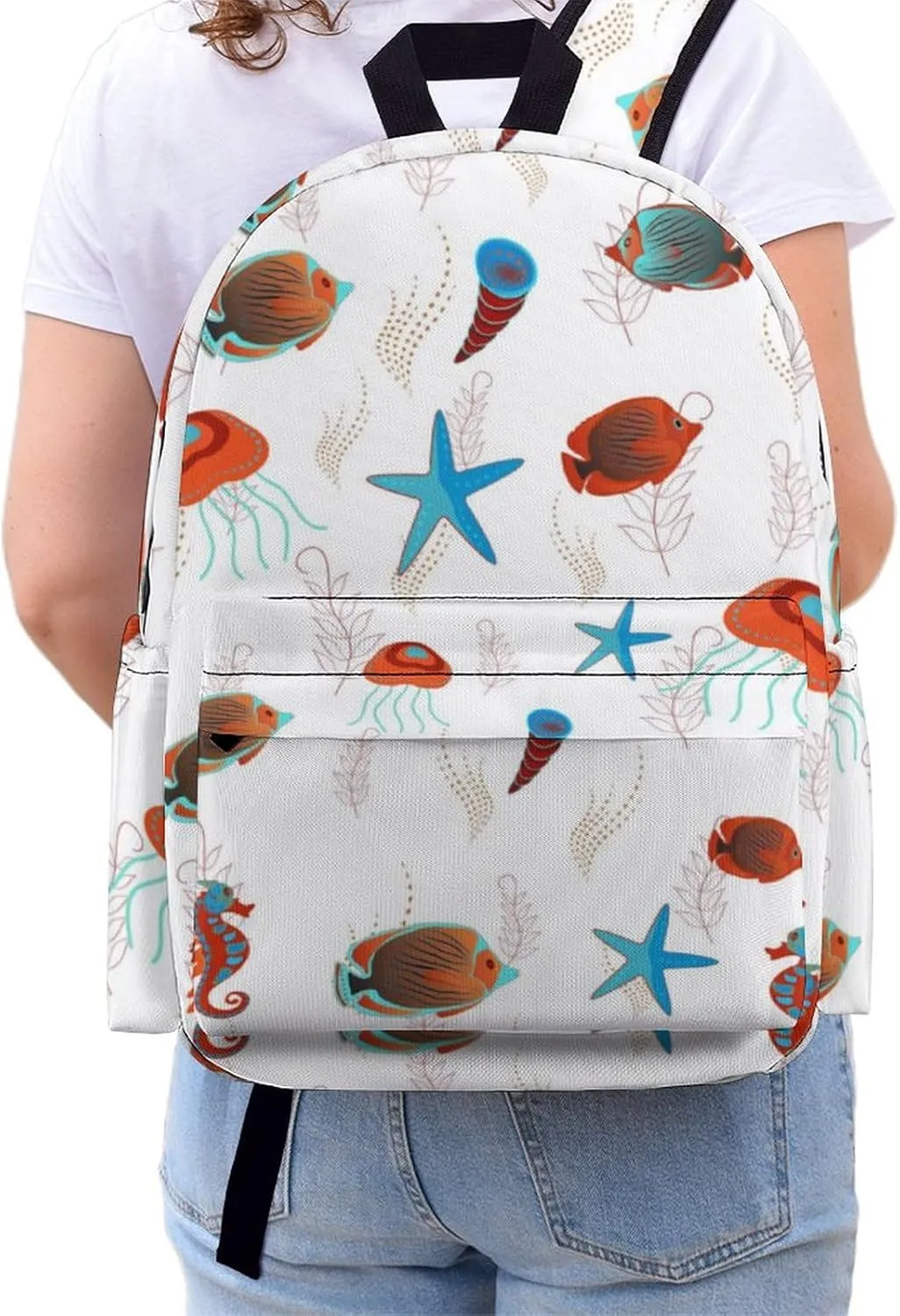 Laptop Backpack for Men Women Cute Tropical Fish Travel Work Backpack with Compartment Large Capacity Spring Summer Daypack Business Work Bag