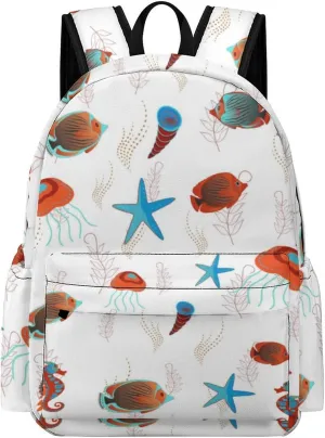 Laptop Backpack for Men Women Cute Tropical Fish Travel Work Backpack with Compartment Large Capacity Spring Summer Daypack Business Work Bag