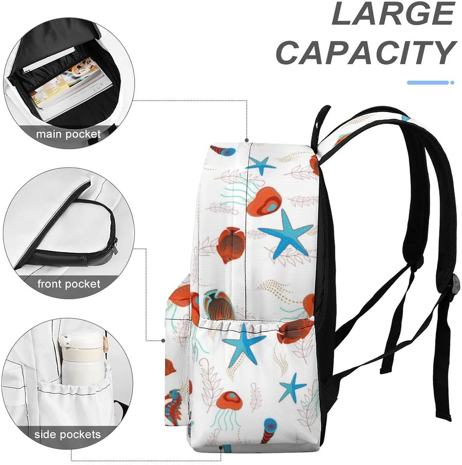 Laptop Backpack for Men Women Cute Tropical Fish Travel Work Backpack with Compartment Large Capacity Spring Summer Daypack Business Work Bag