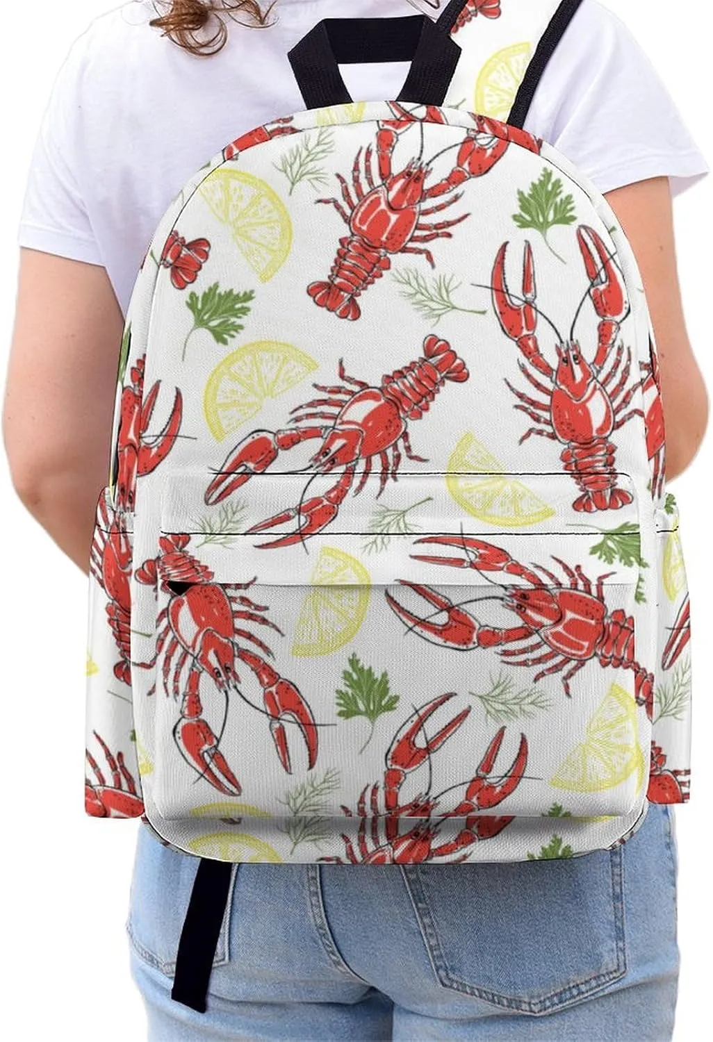 Laptop Backpack for Men Women Summer Crayfish Lemon Travel Work Backpack with Compartment Large Capacity Daypack Business Work Bag