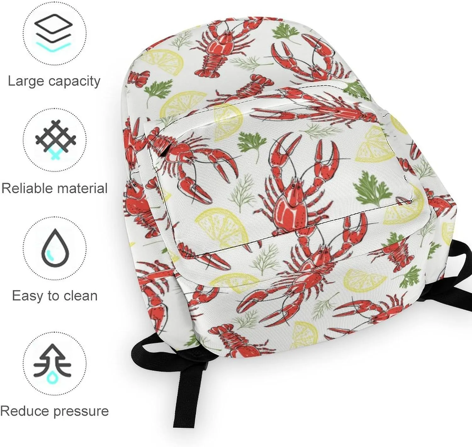 Laptop Backpack for Men Women Summer Crayfish Lemon Travel Work Backpack with Compartment Large Capacity Daypack Business Work Bag
